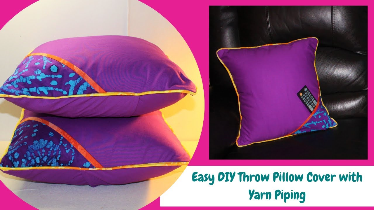 Easy DIY Throw Pillow Cover with Yarn Piping/Step-by-Step Tutorial