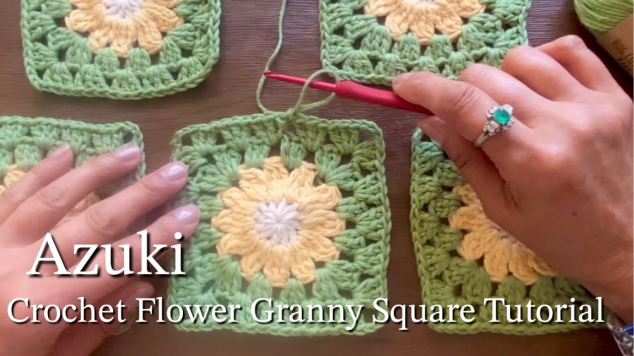 かぎ針編み｜モチーフの綺麗な編み方｜編み物｜ How to crochet an easy Flower｜Crochet Flower Granny Square Tutorial