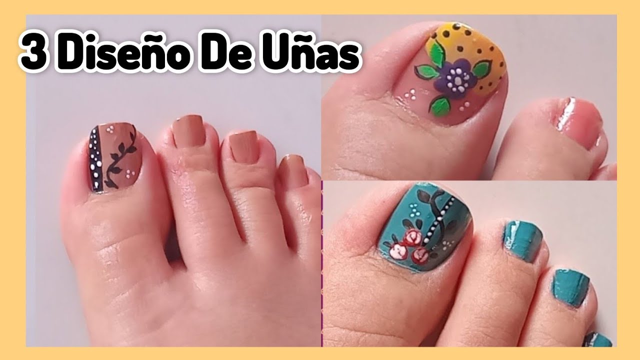 3 Diseños De Uñas Para Pies ♥️ Toe Nail Art Desgin || Uñas Para Pies