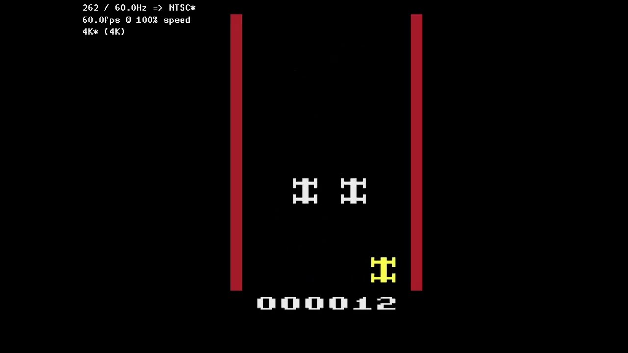 Dead Road v2.3 (Atari 2600/VCS, NTSC). Score: 789 #atari #homebrewgames #cars #atari2600 #gameplay