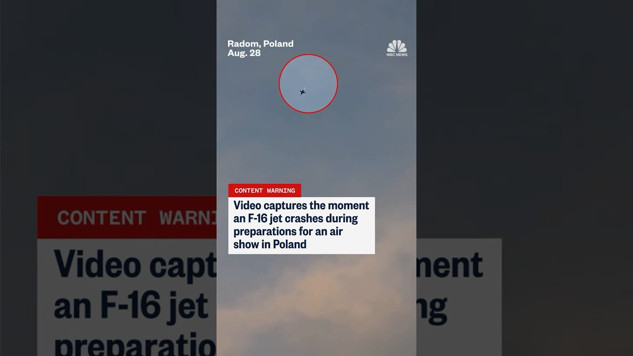 Video captures the moment an F-16 jet crashes during preparations for an air show in Poland