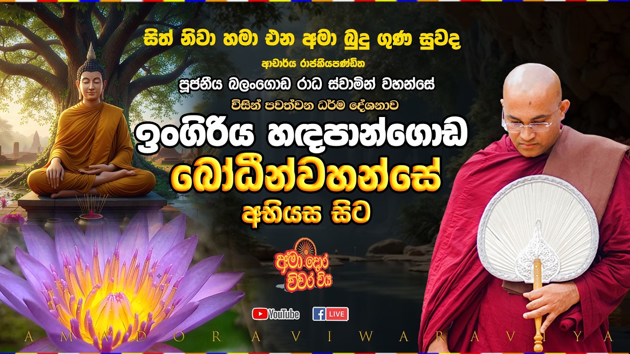 ඉංගිරිය හඳපාන්ගොඩ බෝධීන්වහන්සේ අභියස සිට සජීවීව Ven Balangoda Radha Thero Ama Dora Viwara Viya