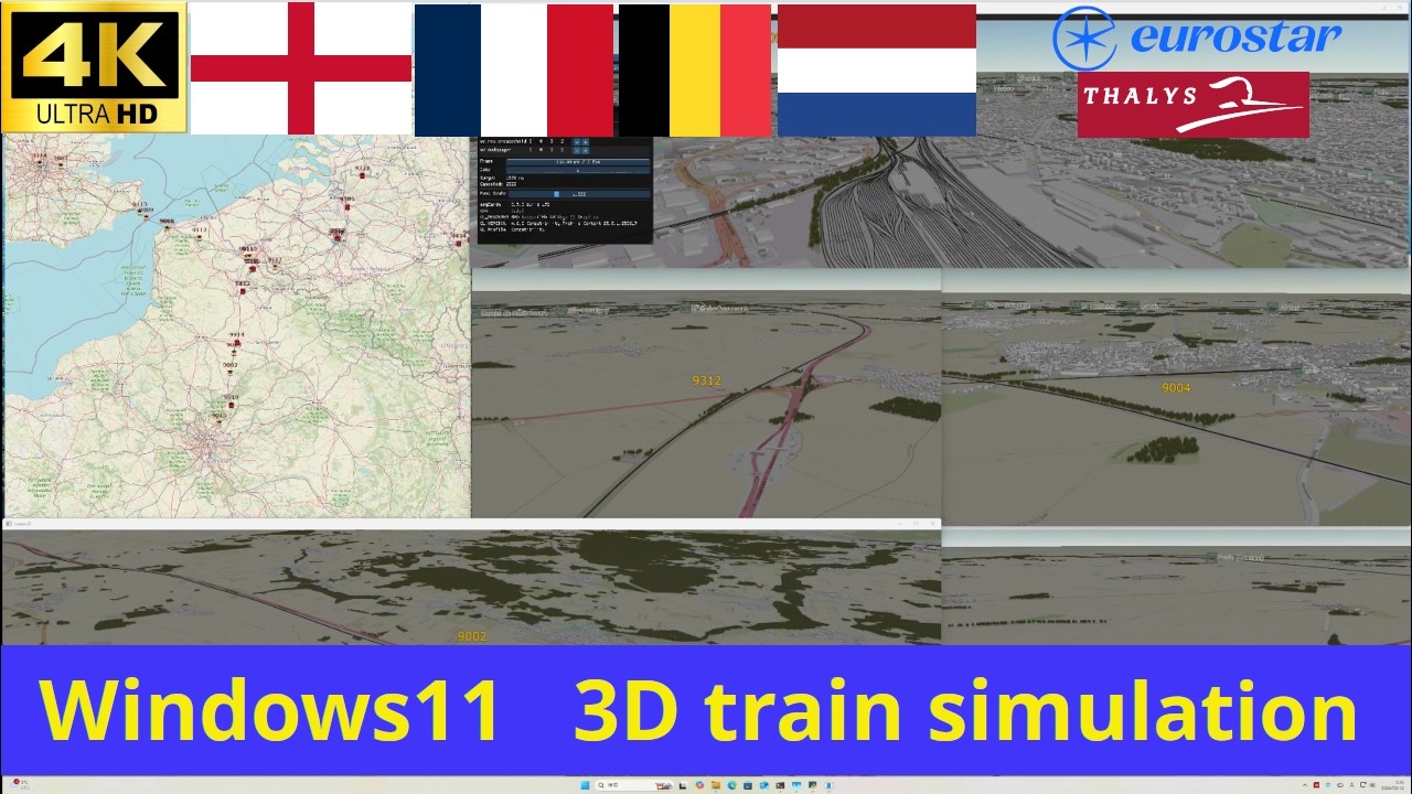 3D railway simulation of Eurostar and Thalys for Windows11 ,  4K multi view demo.