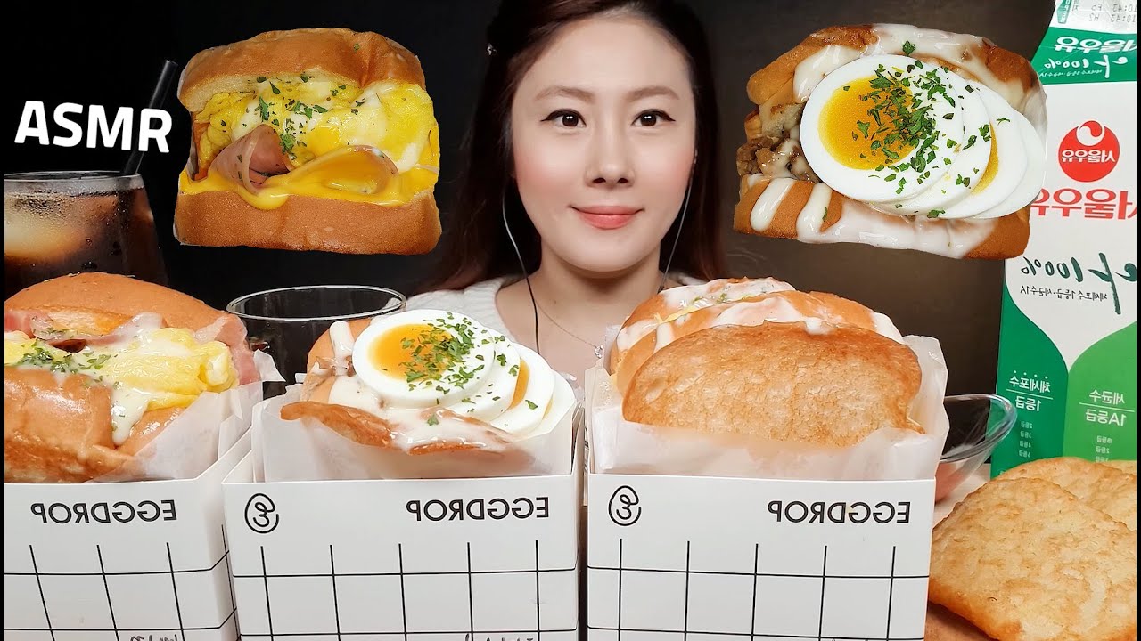 SUB) ASMR MUKBANG SANDWICH EGG DROP eating sounds