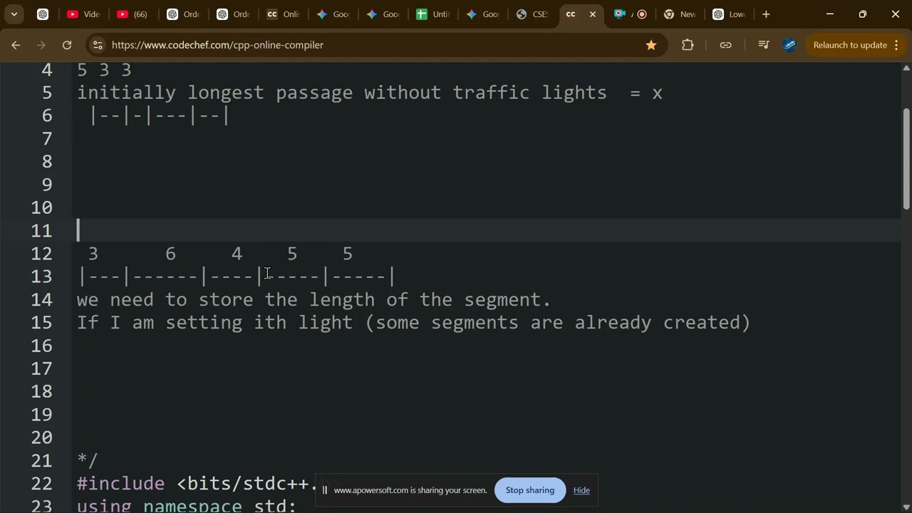 Traffic Lights | Sorting and Searching | CSES Problem Set