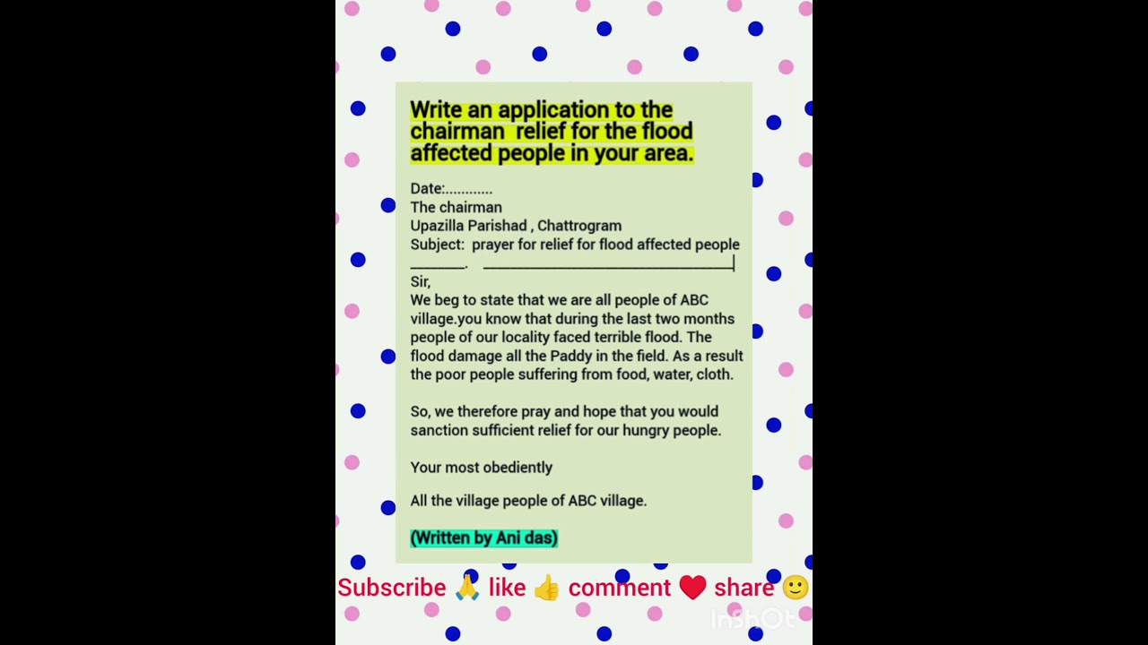an application to chairman relief for the flood affected people of your locality #youtubeshorts