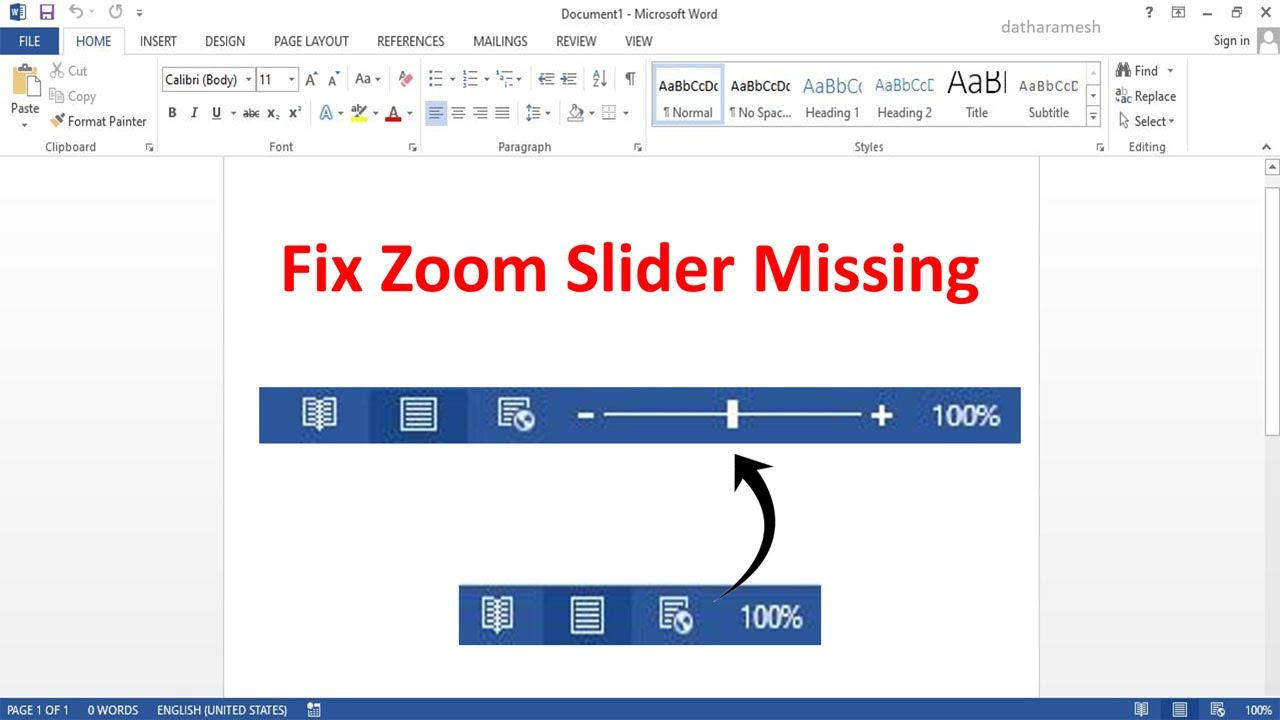 How to Fix Zoom Slider Missing In MS Word