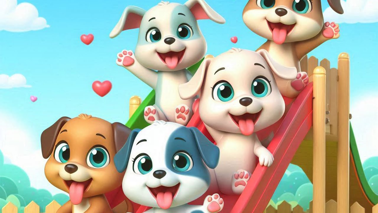 Cuccioli che si divertono sullo scivolo (30 MIN) - Canzoni e Rime per Bambini