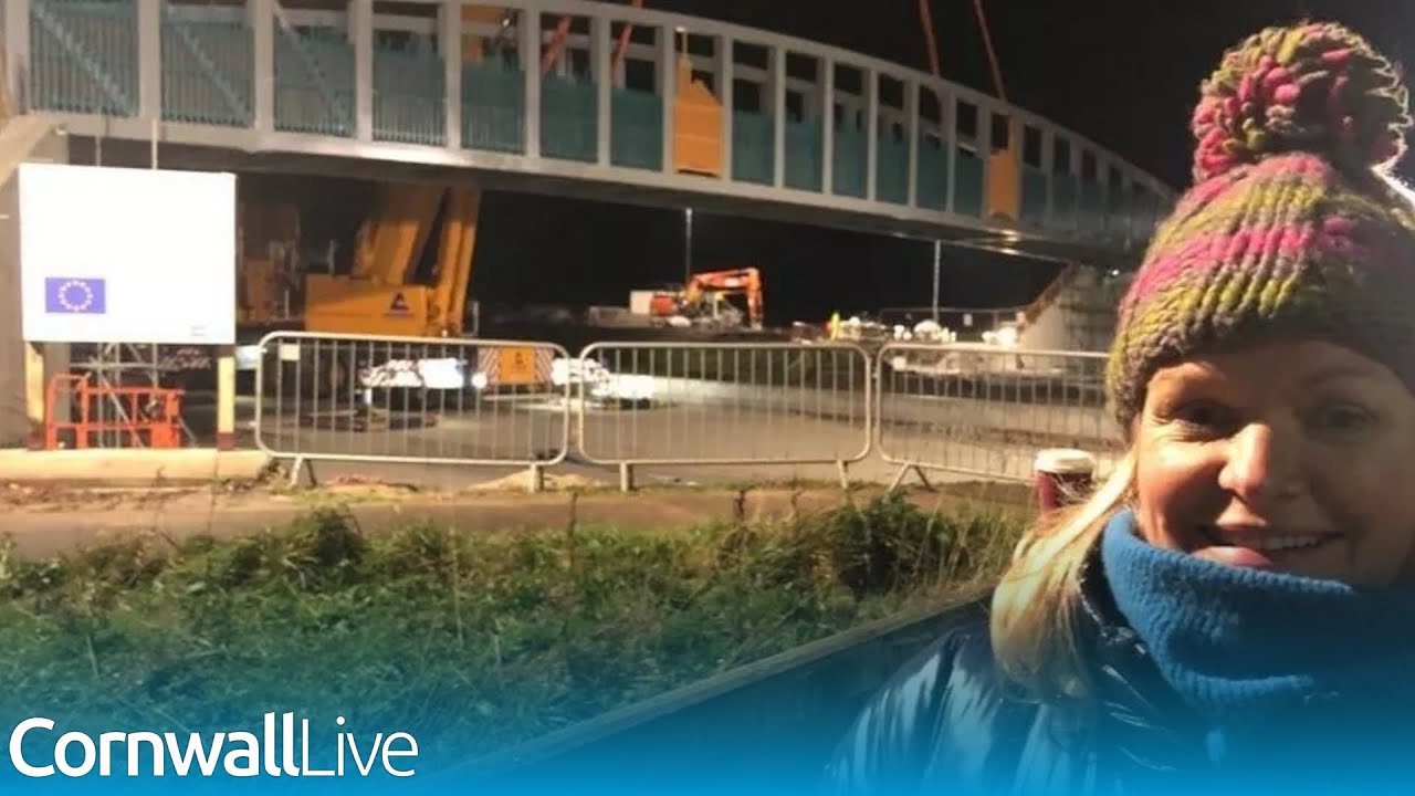 Colourful new A30 'Chivvy' bridge in Cornwall lifted into place under cover of darkness