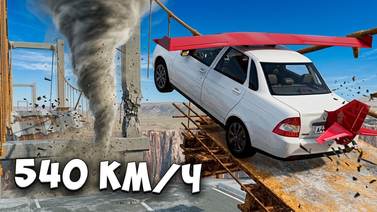 ВПЕРВЫЕ ПРОБУЮ ПЕРЕЛЕТЕТЬ ОГРОМНЫЙ ТОРНАДО НА МАКСИМАЛЬНОЙ СКОРОСТИ В BEAM NG DRIVE