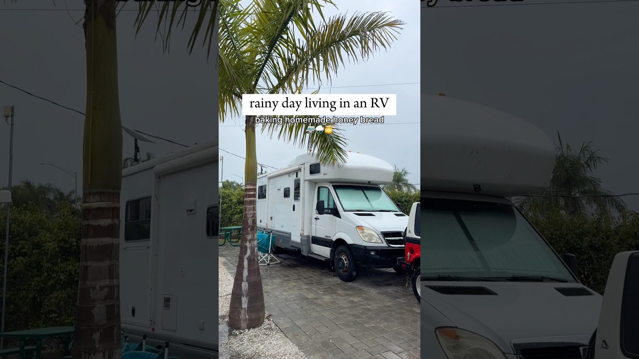 RAINY DAY LIVING IN AN RV🚐🌧️🍞 #rvlife #vanlife #camping #tinyhouse #tinykitchen