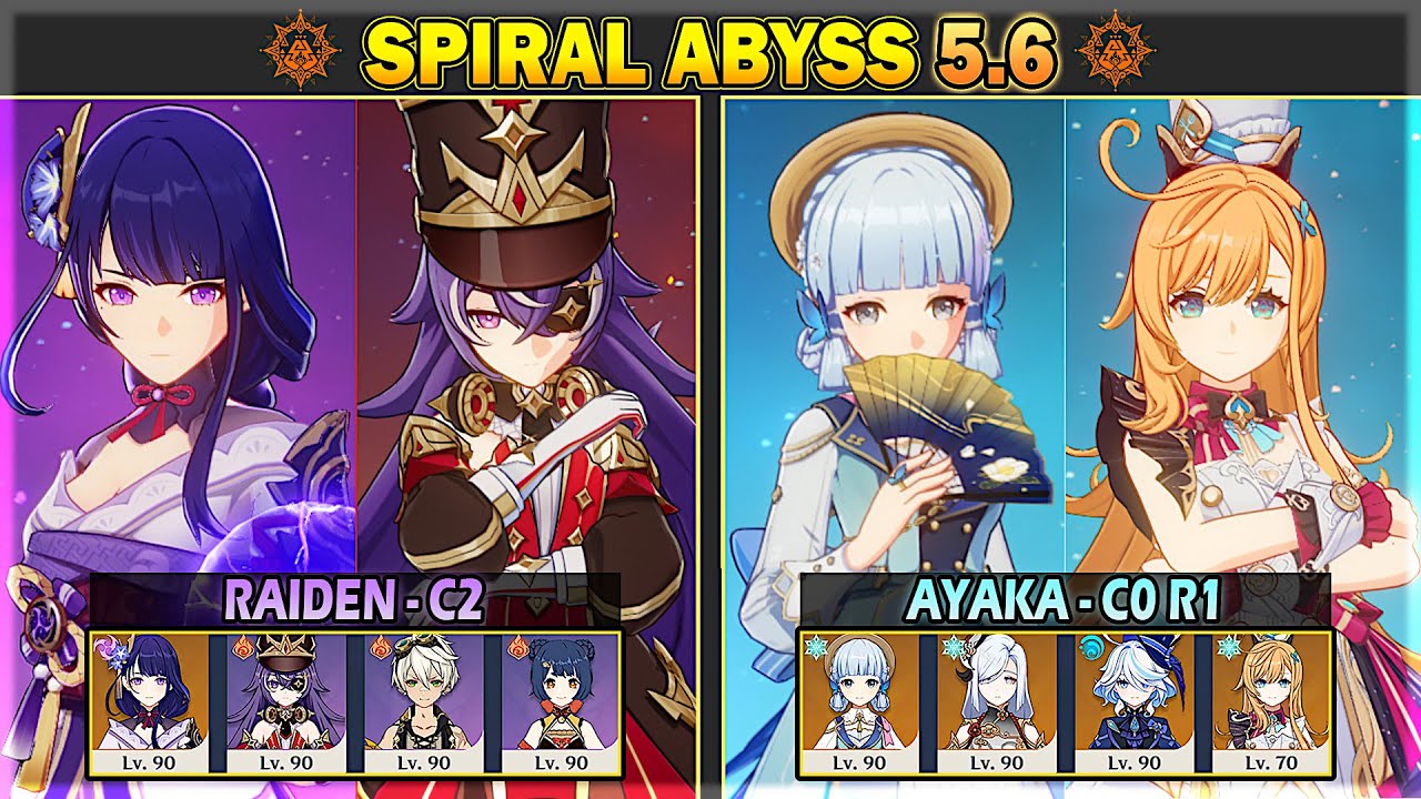 C2 Raiden & C0 R1 Ayaka + Escoffier - Spiral Abyss 5.6 Floor 12 9 Stars | Genshin Impact