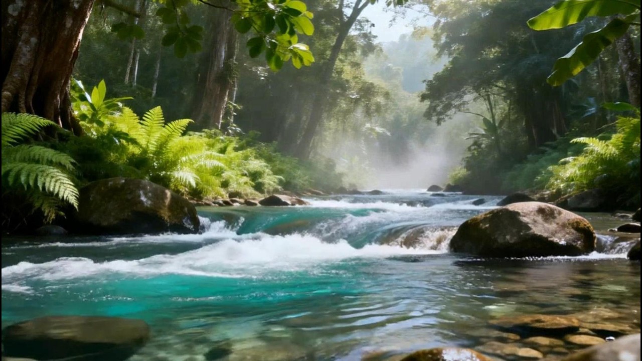Peaceful Rainforest River Pool 🌳💧 | Meditation & Yoga Nature Sounds