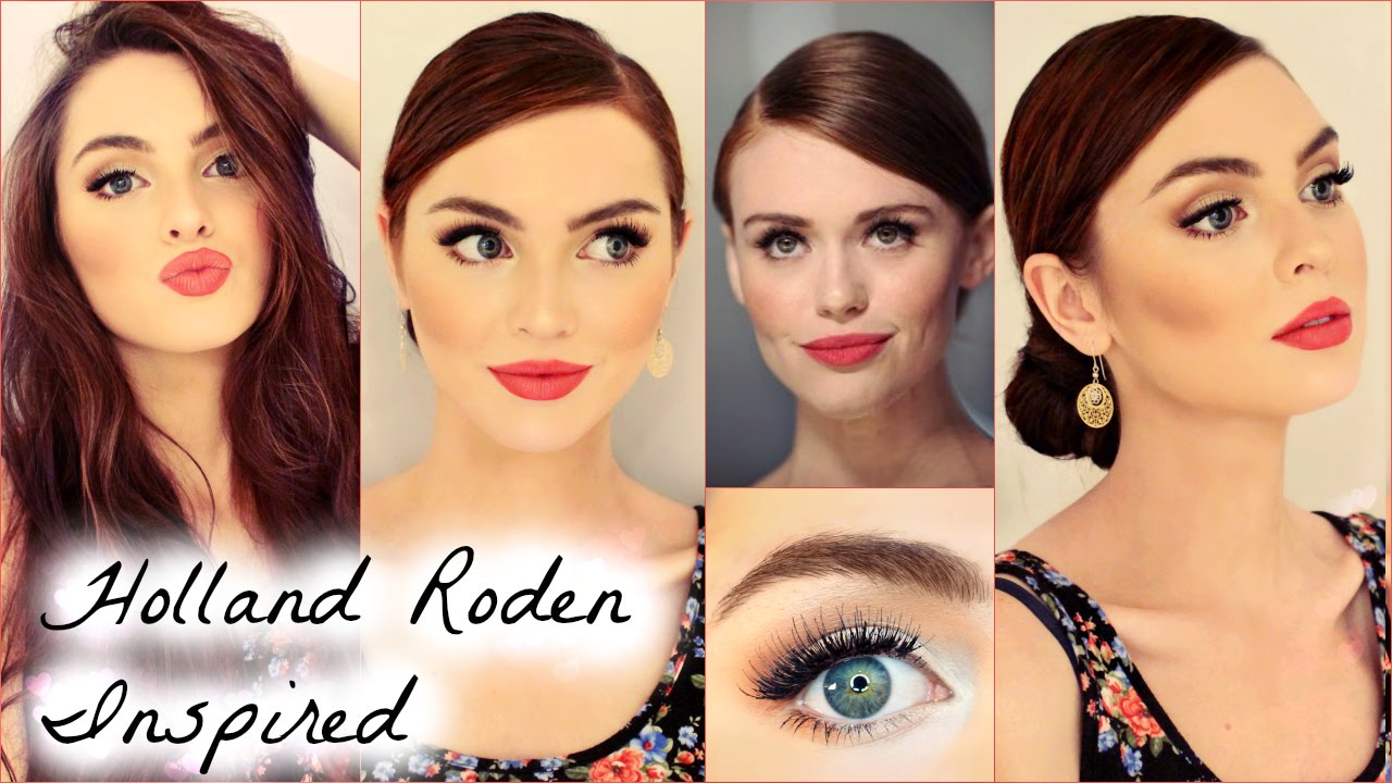 Holland Roden Makeup with Coral Red Lip & Quick Bun Tutorial