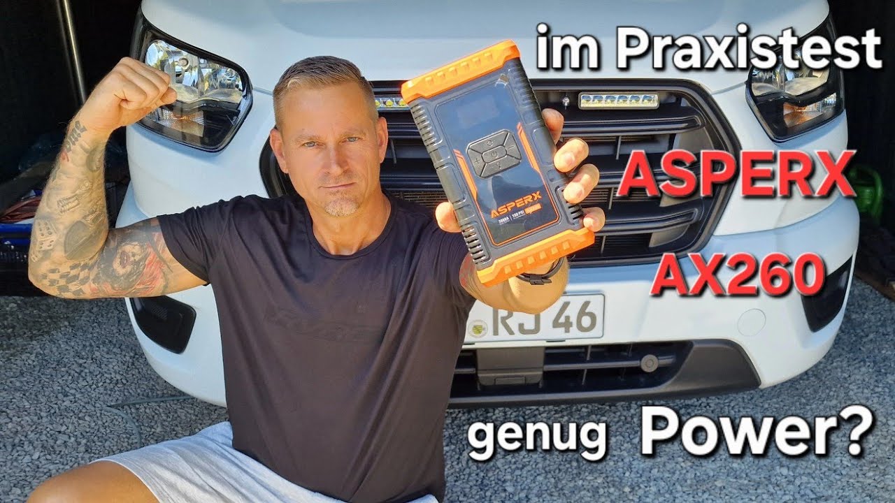 #V51/4 Jumpstarter Powerbank Kompressor Asperx AX260 im Praxistest Auto Camping Fahrrad Zubehör