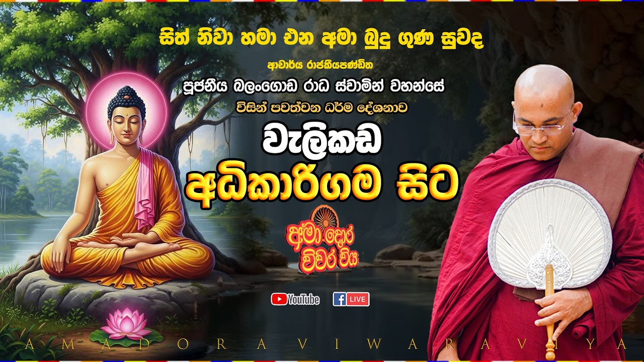 වැලිකඩ අධිකාරිගම සිට සජීවීව Ven Balangoda Radha Thero Ama Dora Viwara Viya