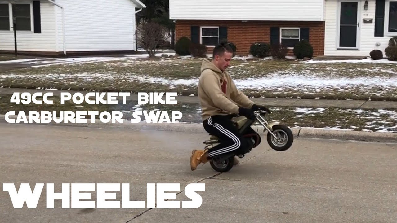 49cc pocketbike carb swap and wheelies