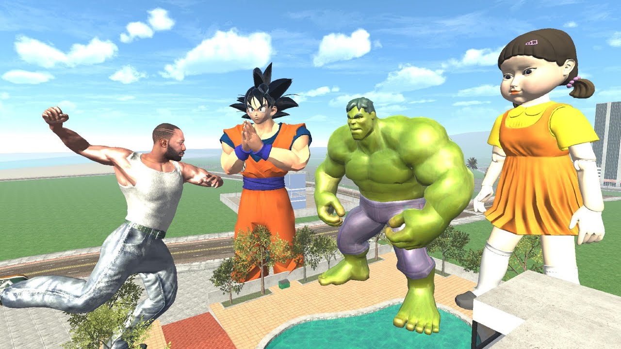 Franklin Found Hulk,Goku & Squid Doll - INDIAN BIKES DRIVING 3D