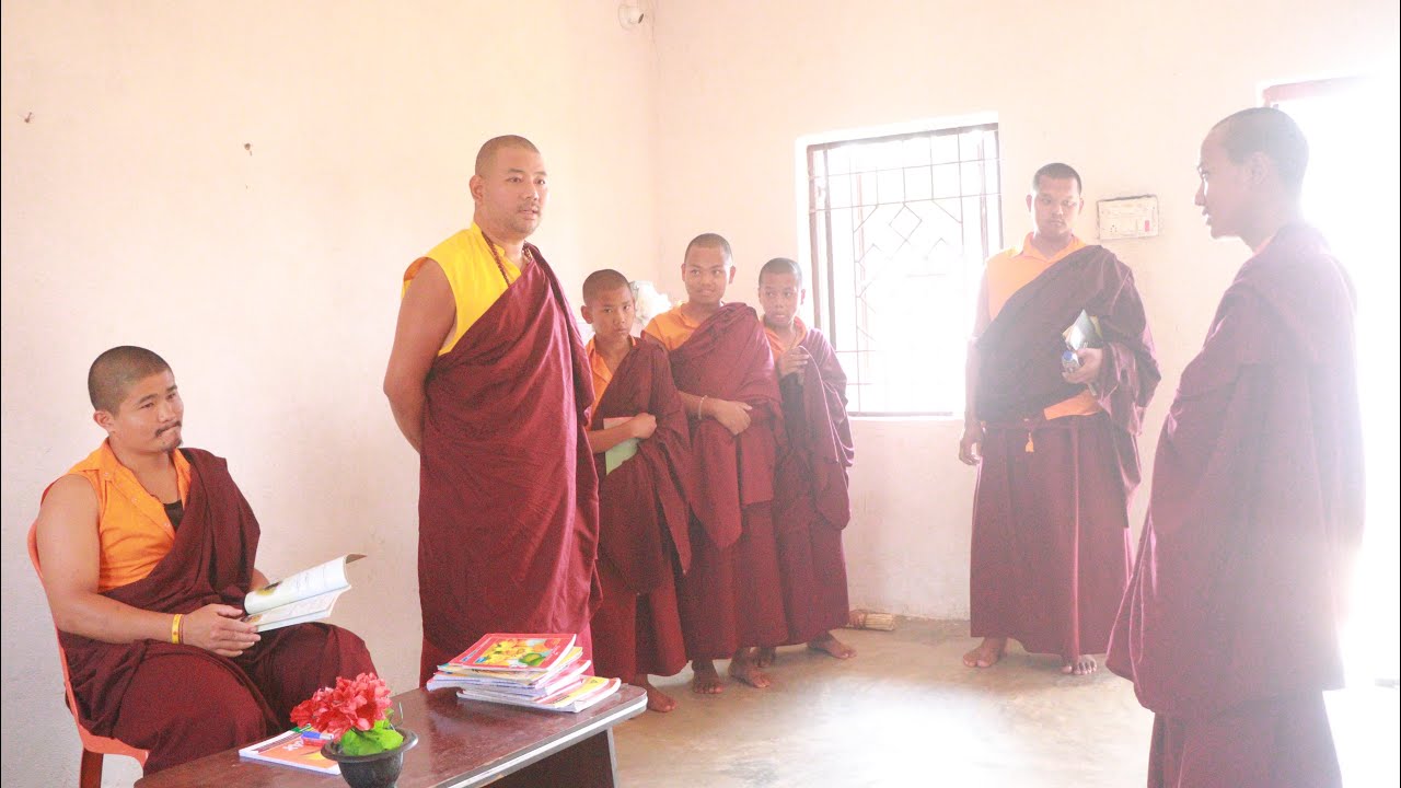 lama sonam tashi upon return inspects the classes of Shedra and primary.