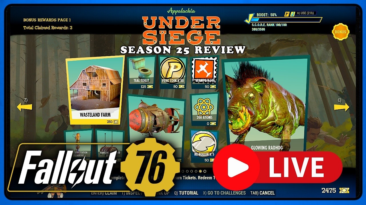 🔴 Season 25 Appalachia Under Siege Live Review. Fallout 76