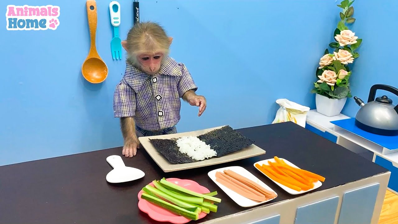 Smart BiBi goes to harvest vegetables to make Kimbap for Amee