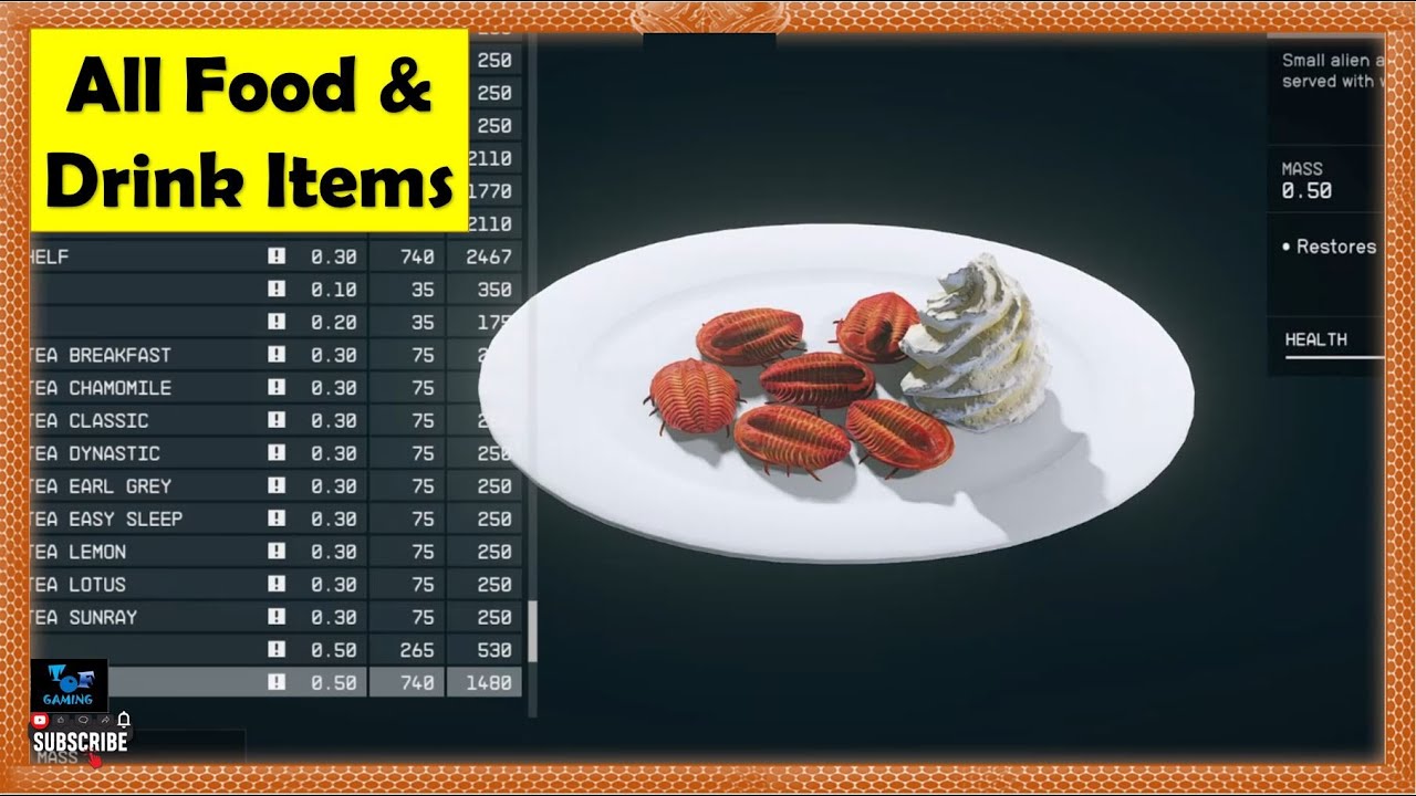 All Food and Drink Items in Starfield