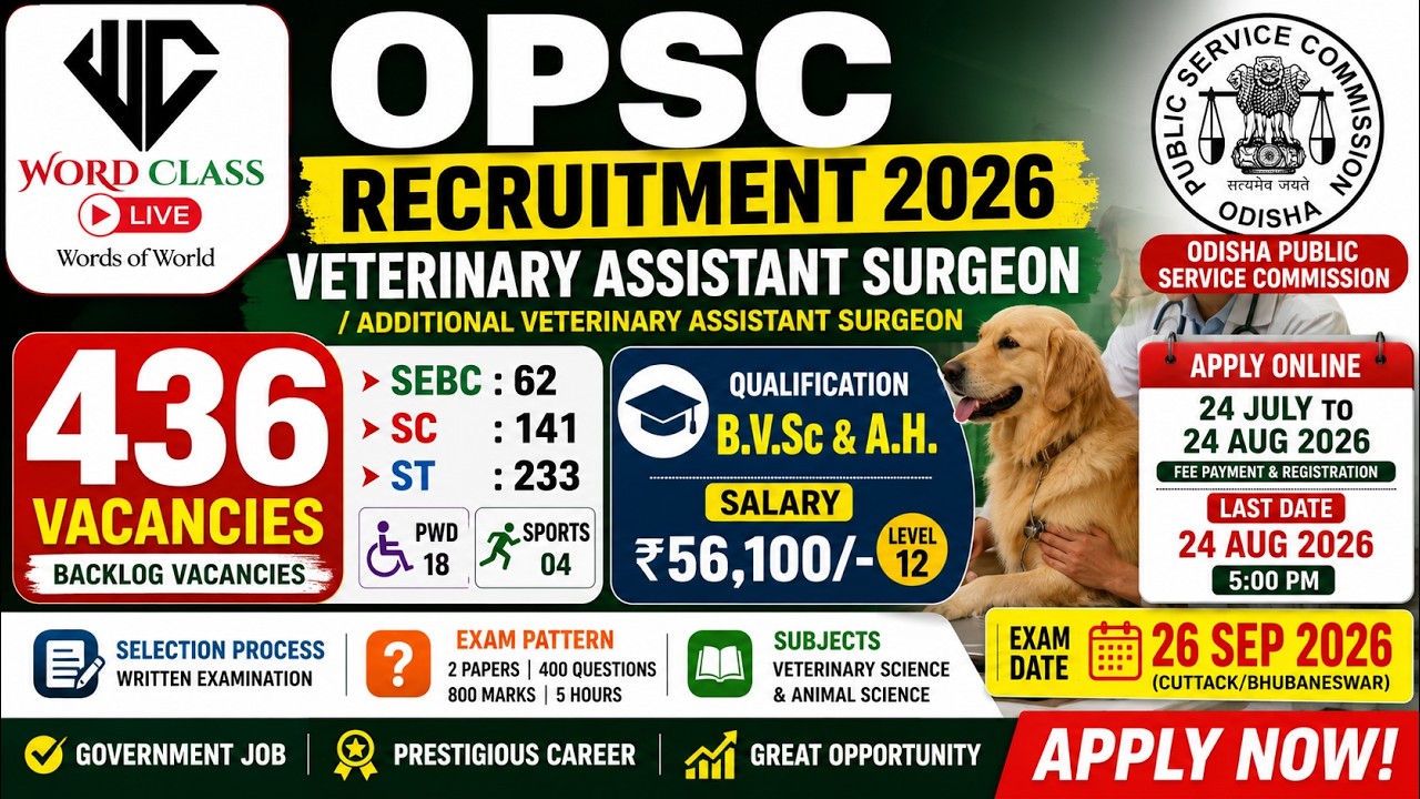 OPSC VAS Recruitment 2026 | 436 Vacancies | Veterinary Doctor Jobs | Apply Online