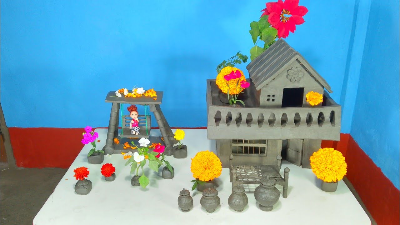 ​Making A Traditional Modern House With Natural Clay | Relaxing Miniature DIY