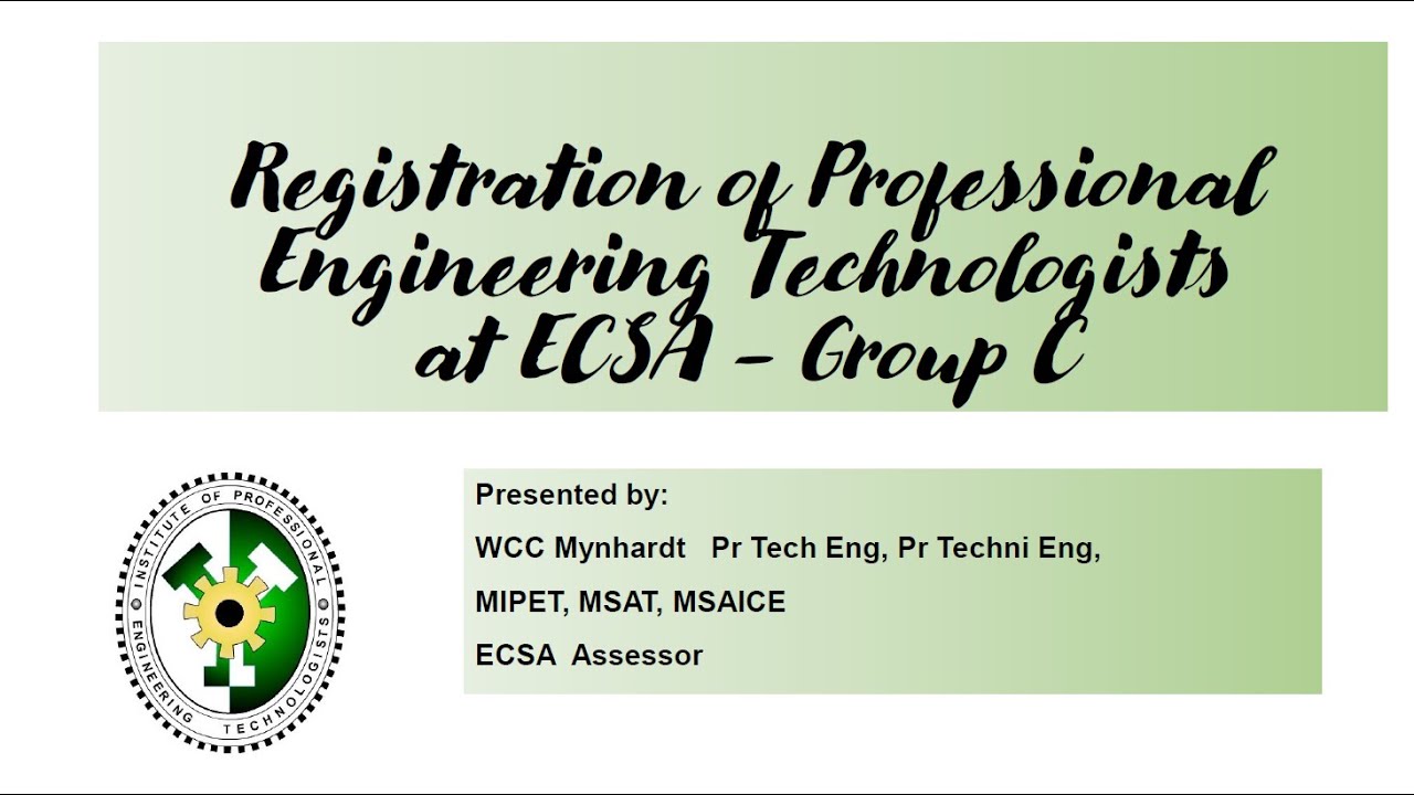 Registration of Technologists at ECSA - Outcome C Requirements