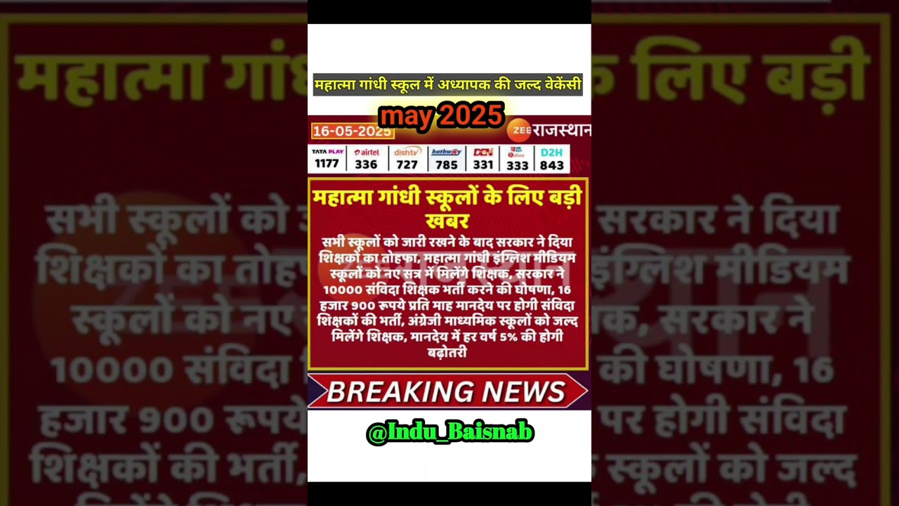 Rajasthan Mahatma Gandhi school teachers vacancy 2025 | Teacher vacancy rajasthan