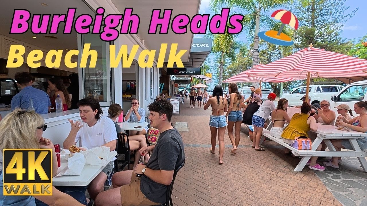 4K Walking Beach Tour - Burleigh Heads Gold Coast Australia 🌴