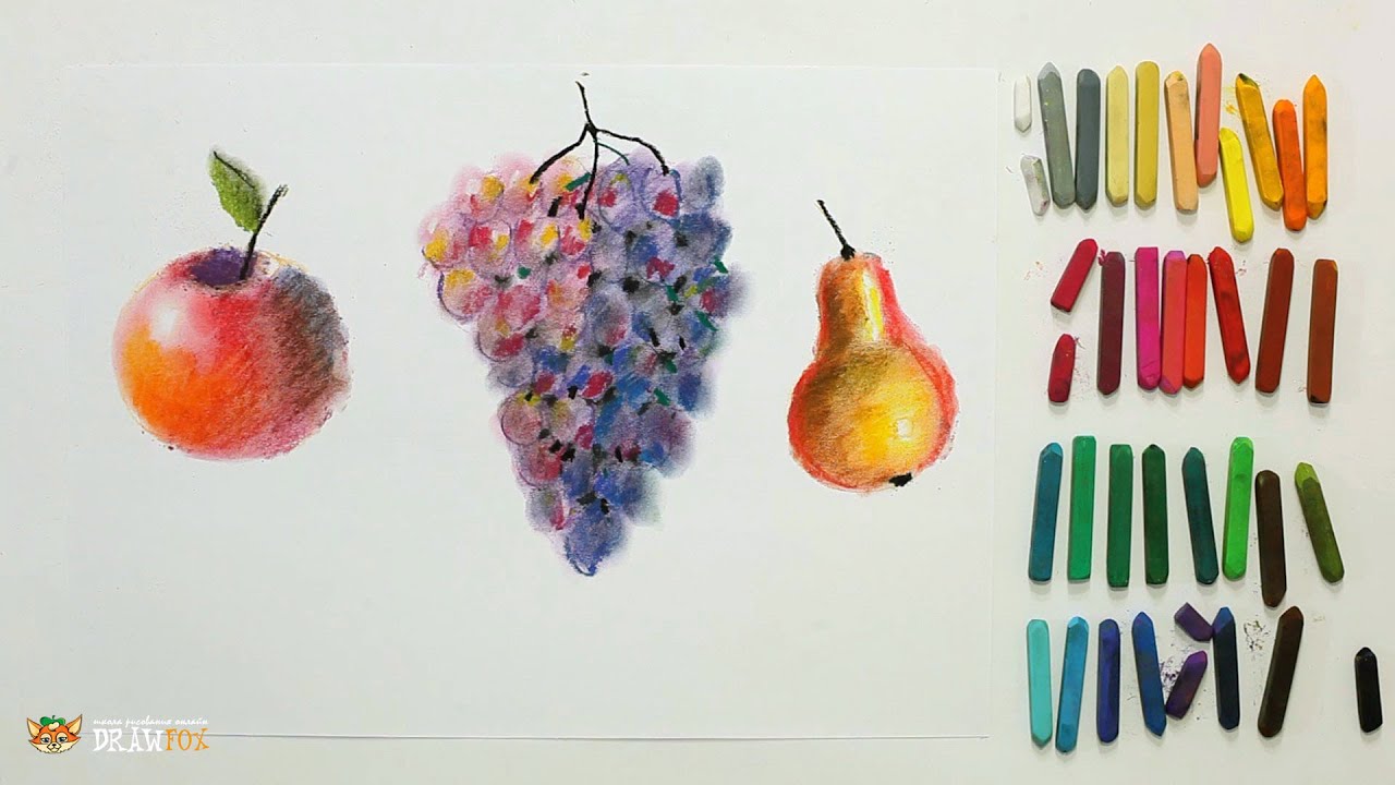 Курс рисования "Сухая пастель" Начинающие. Урок 2-1. Фрукты.