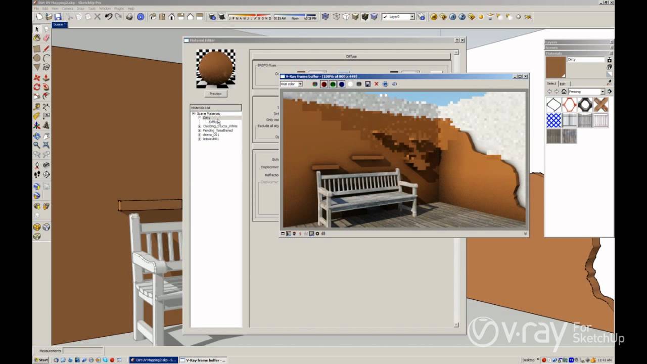 V-Ray for SketchUp - UV Dirt Mapping - tutorial