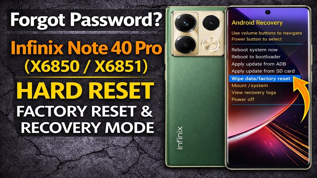 Forgot Password? Infinix Note 40 Pro (X6850 / X6851) Hard Reset – Factory Reset & Recovery Mode