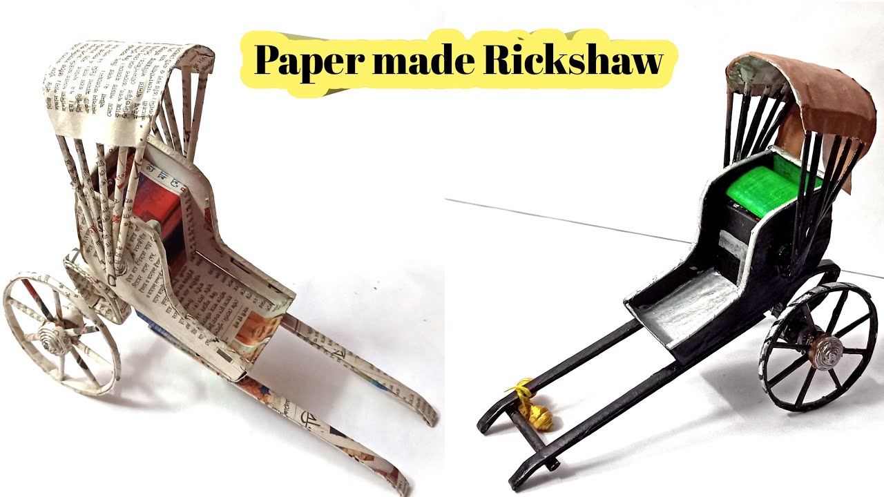 DIY Handpull rickshaw making||Hand pull Rickshaw in the city of joy Kolkata||Paper made Rickshaw