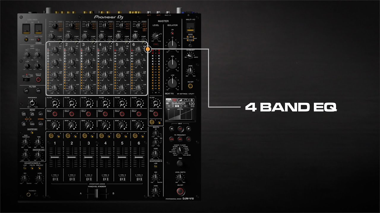 #2. How to use 4-band EQ | DJM-V10 6-channel professional mixer tutorial series