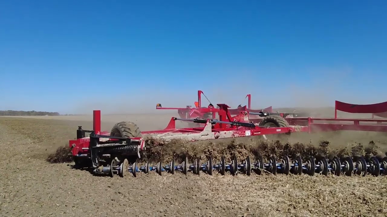 Bute Discs Working a Soybean Field In The Fall