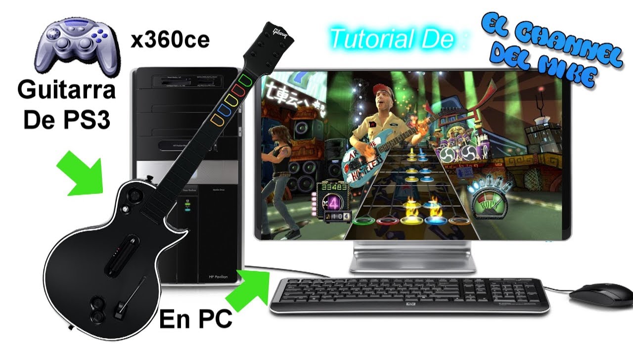 Como Jugar  Guitar Hero (3,World Tour & Aerosmith) Con Guitarra De PS3 En PC.