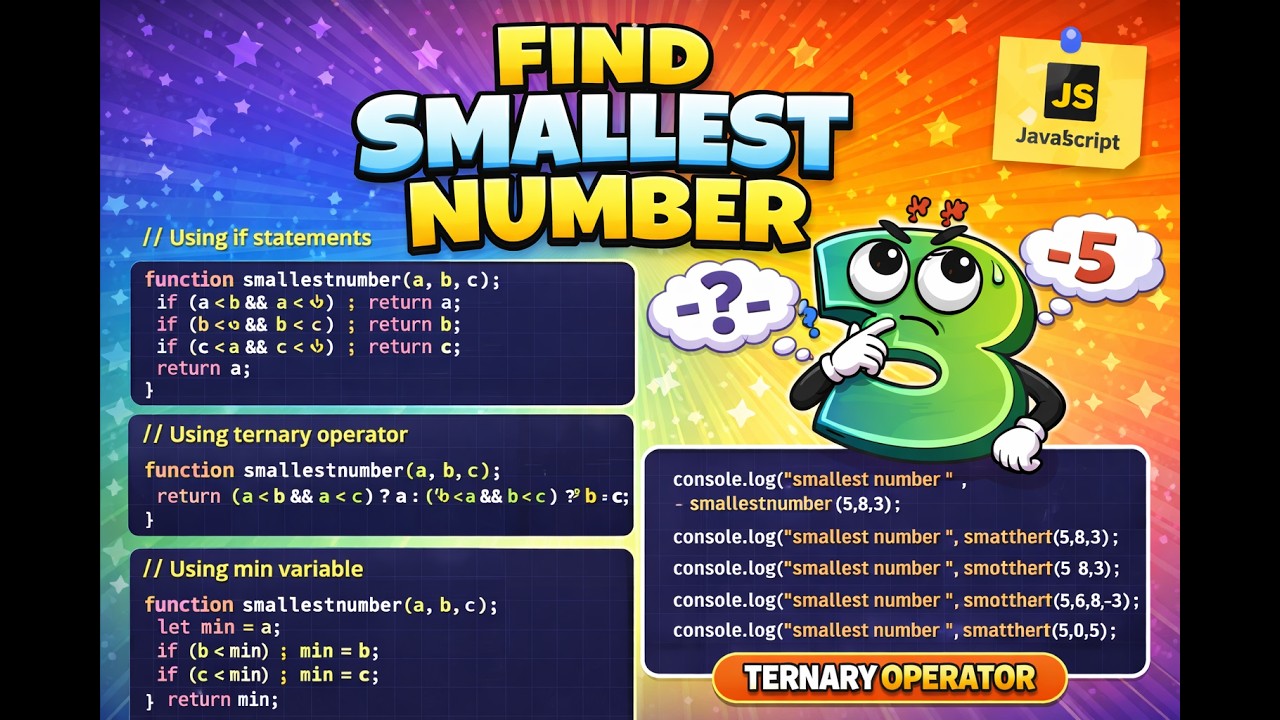 Basic DSA | smallest among three | back to the roots | javascript | ternary operator |