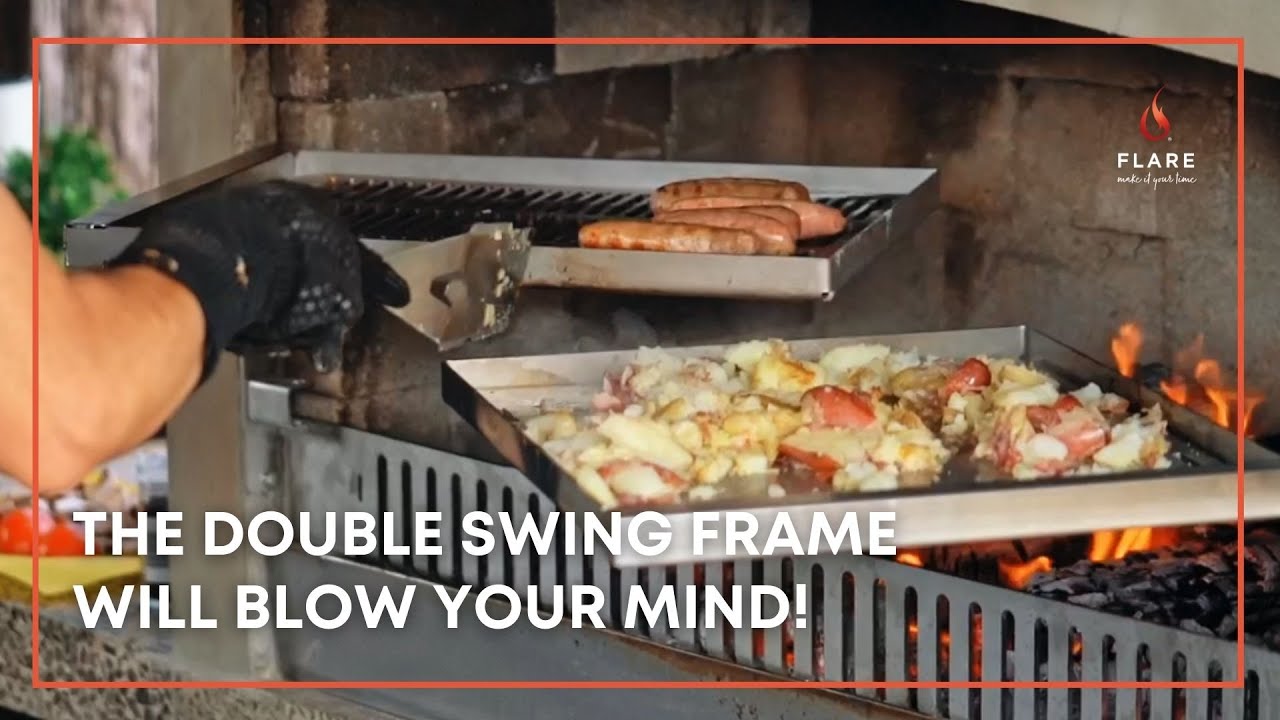 How to Cook on a Flare Outdoor Fireplace Using Double Swing Frames