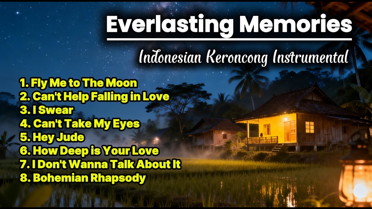 Relax Javanese Village Night 🌙 | Western Oldies Instrumental Keroncong Live Streaming