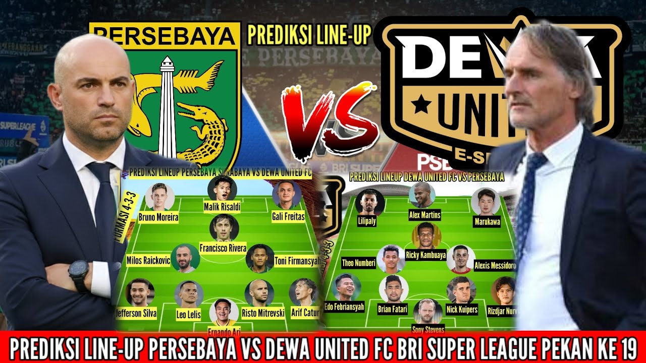 Persebaya surabaya vs Dewa united FC | Prediksi line-up pekan ke 19 BRI super League musim 2025/2026