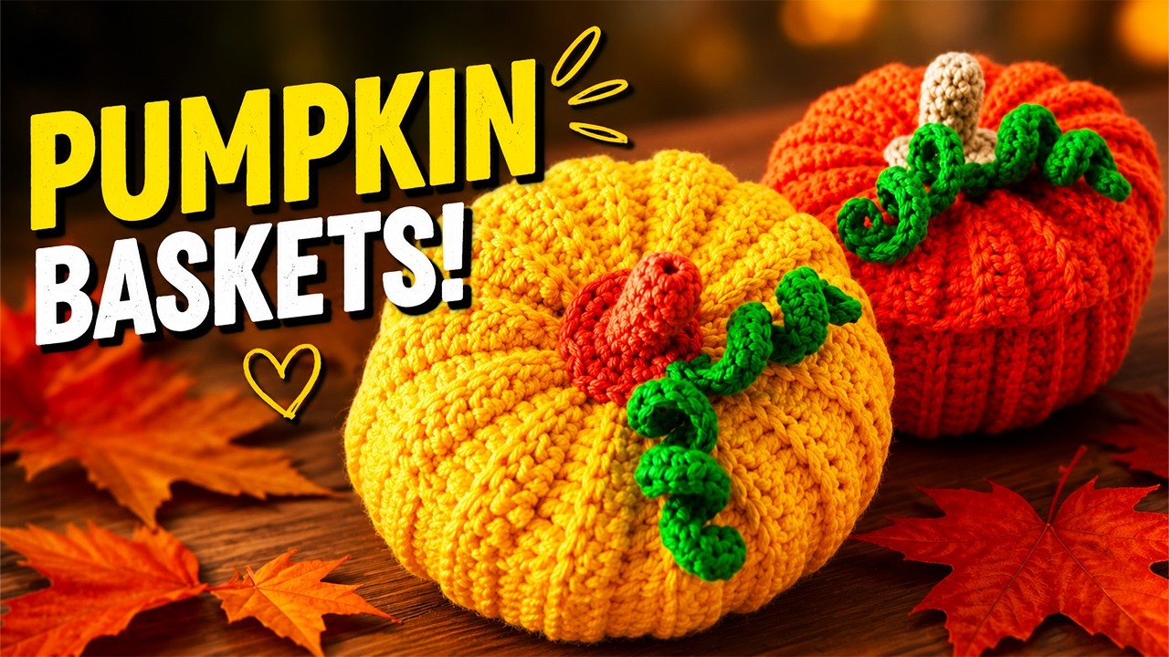 🎃 Схема вязания крючком тыквенной корзины с крышкой! Легко и мило