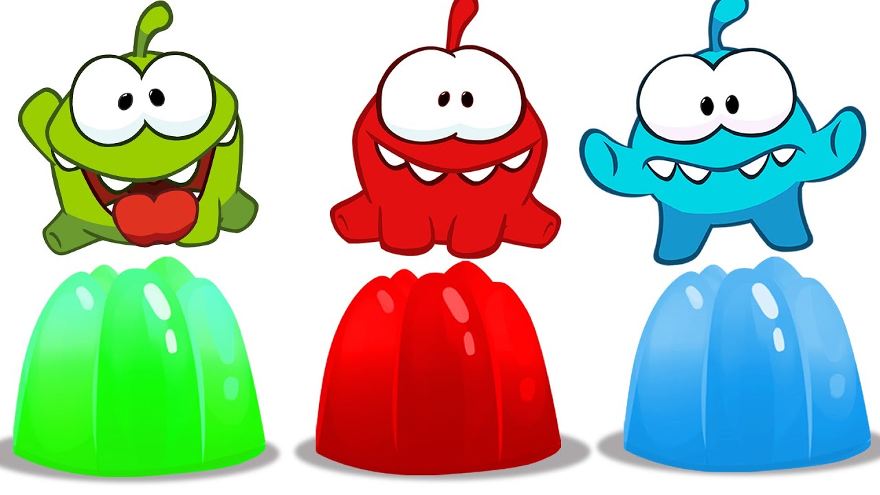 AS GELATINAS DE BOLA DE FUTEBOL COLORIDOS COM OM NOM - Aprenda Português com Om Nom