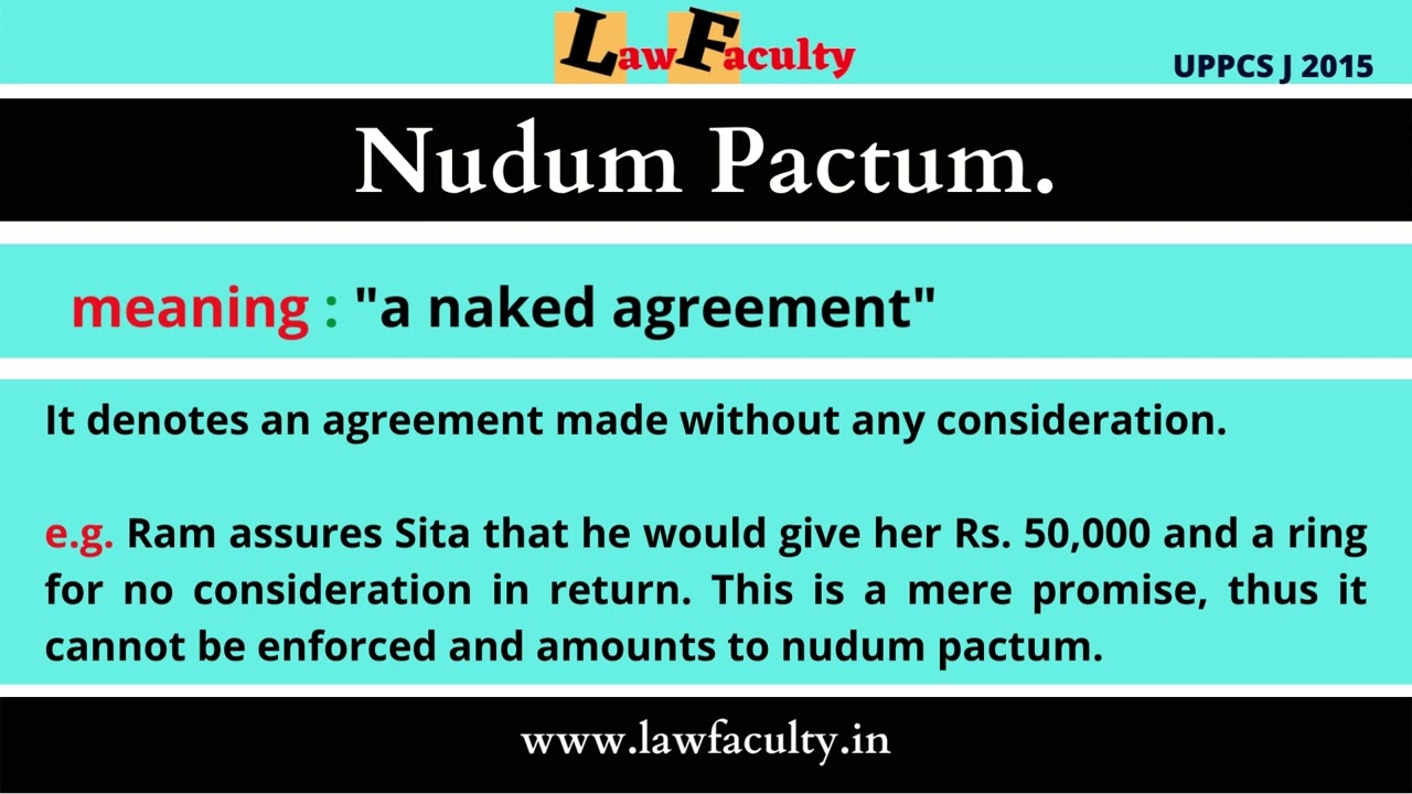 Nudum Pactum - Legal Maxims - Judiciary | UPPCS J | Law Entrance Exam | CLAT | lawfaculty.in