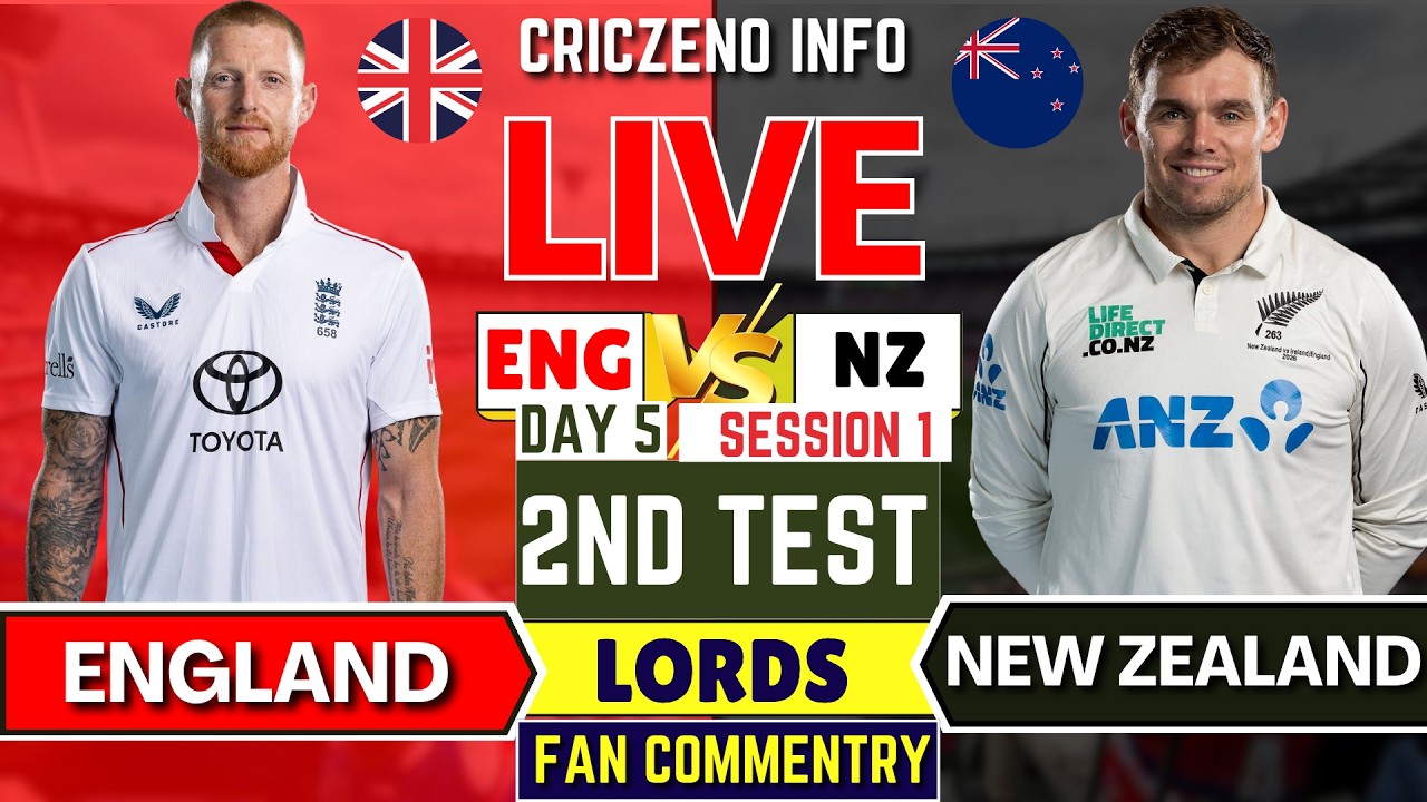 England vs New Zealand 2nd Test Match,2026 Live | ENG vs NZ Live Score Commentary LAST DAY 5