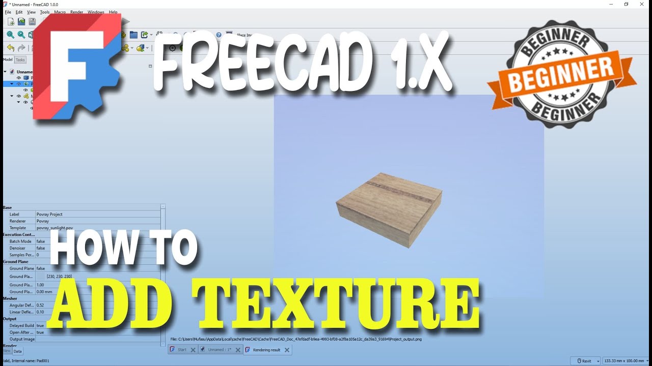 FreeCAD 1.x How To Add Texture On Render Tools