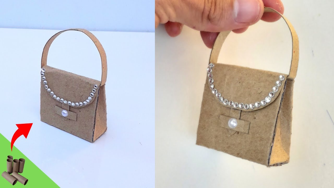 Mini BOLSA Feita com ROLO de PAPEL HIGIÊNICO