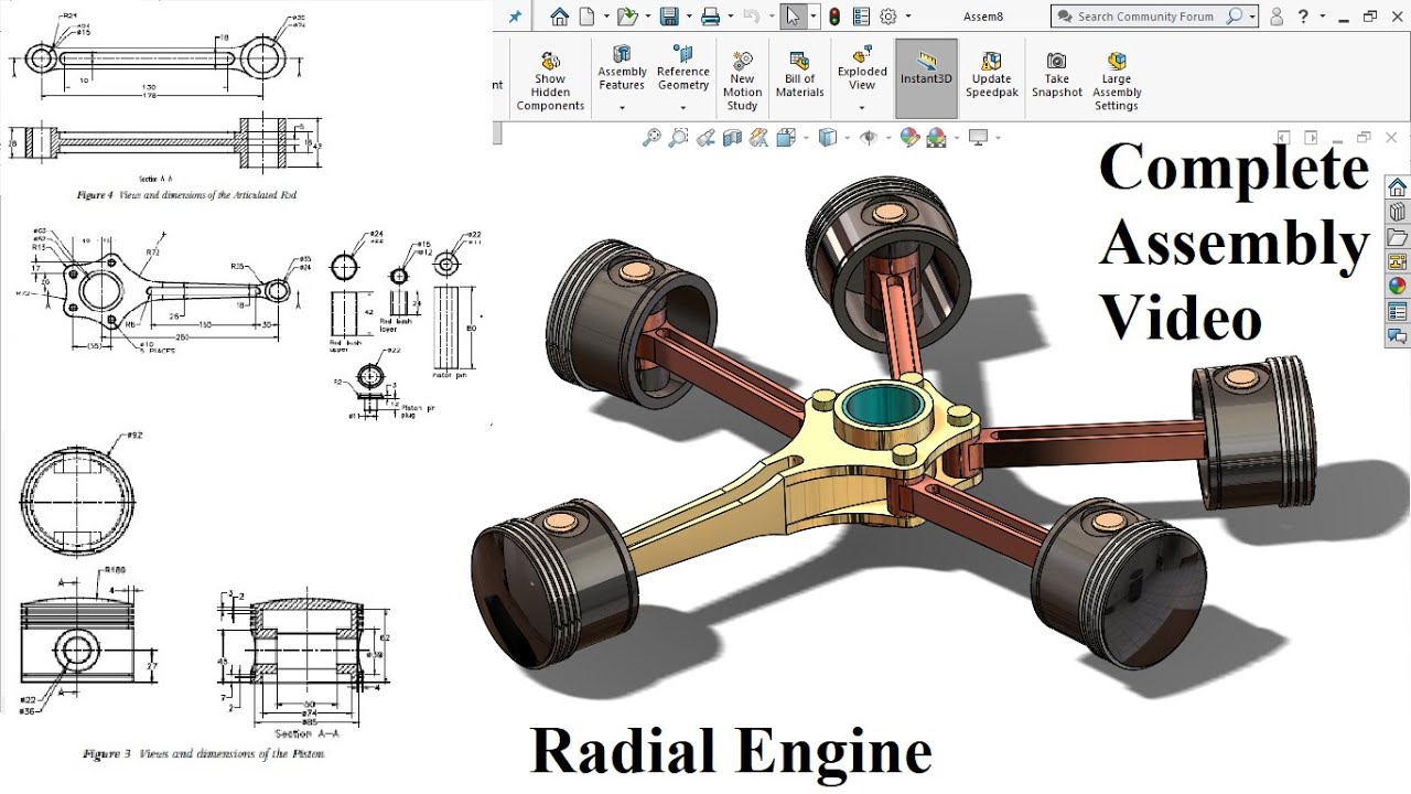 Solidworks Tutorial Radial Engine Assembly LearnVern Assembling All Part in Solidworks
