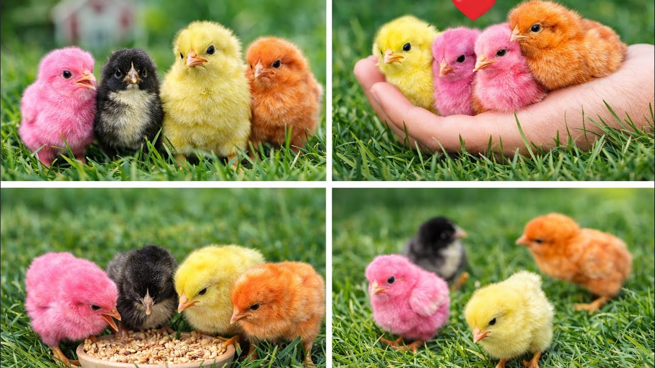 Cute tiny rainbow Chicks having fun 😍 Adorable chicks | Beautiful baby chicken #chicken 
